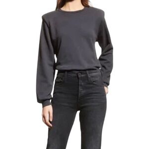 Mother The Push and Shove Sweatshirt Washed Black Size Small Shoulder Pads